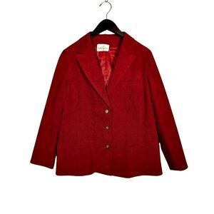 Vintage Abe Schrader Suede Leather Blazer Size L Holiday RED Christmas Suit